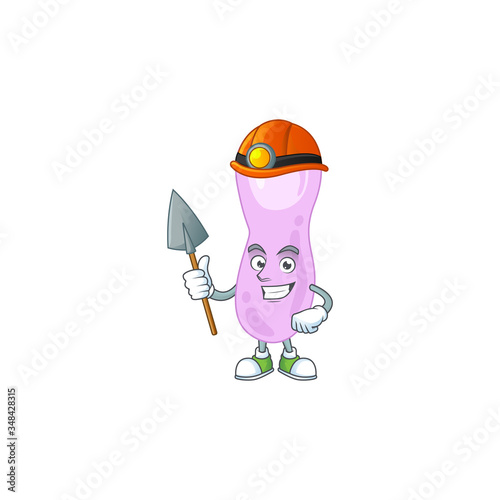 Clostridium botulinum as a miner cartoon character design