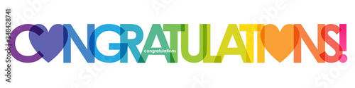 CONGRATULATIONS colorful gradient vector typography with heart symbols