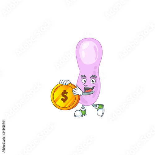 cartoon picture of clostridium botulinum rich character with a big gold coin