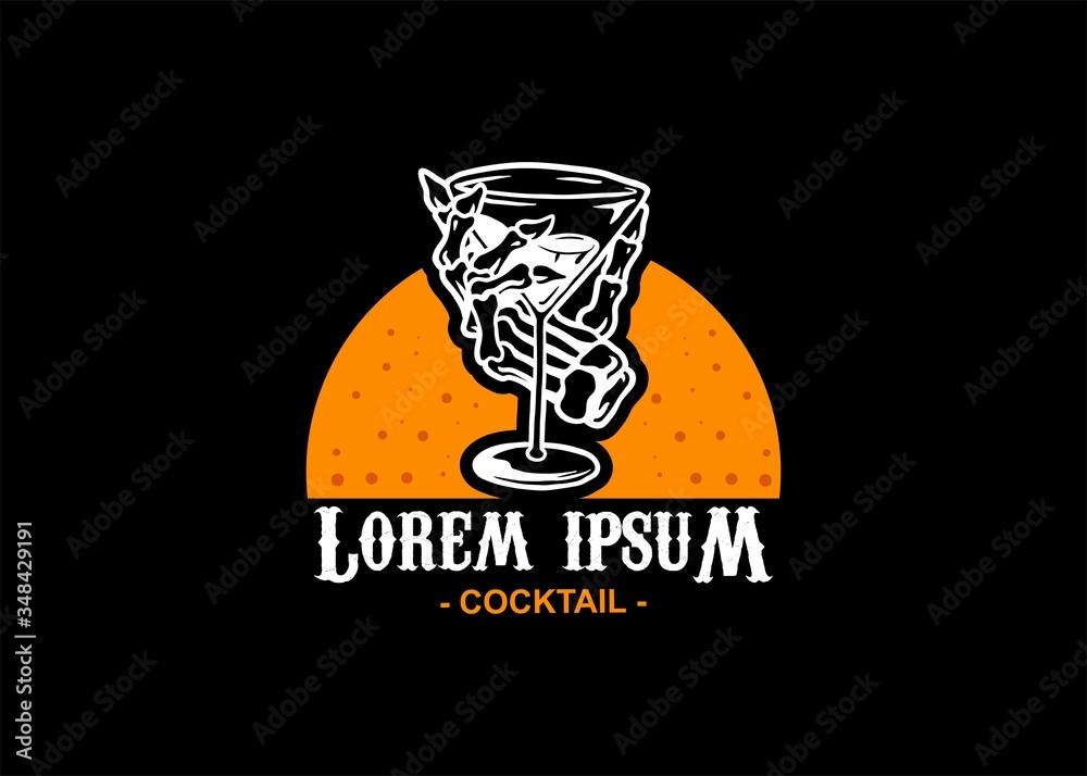 Cocktail logo coloring style