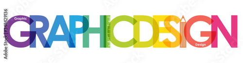 GRAPHIC DESIGN colorful gradient vector typography with pencil and ruler symbols