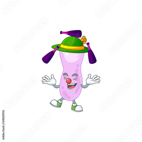 Clostridium botulinum mascot cartoon design playing Juggling on circus