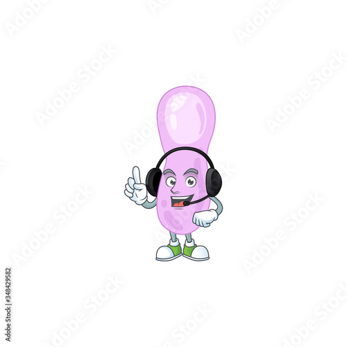 Clostridium botulinum cartoon character style speaking with friends on headphone