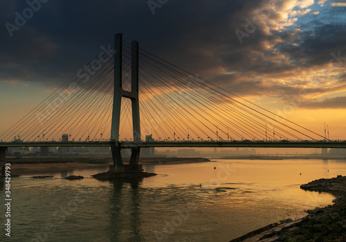 Cable stayed bridge at sunset © gjp311