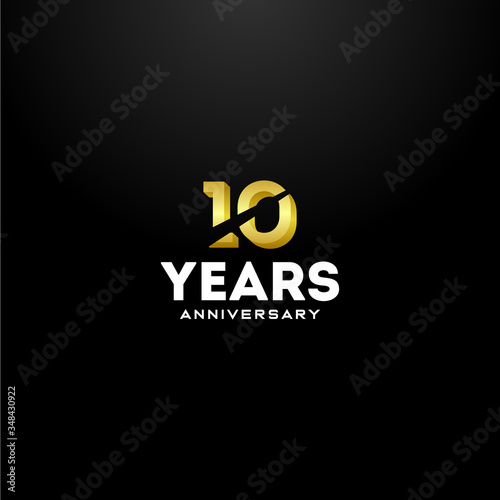 10 Years Anniversary Gold Number Vector Design