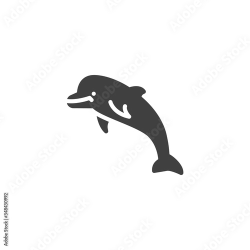 Dolphin jumping vector icon. filled flat sign for mobile concept and web design. Dolphin Aquatic animal glyph icon. Symbol, logo illustration. Vector graphics