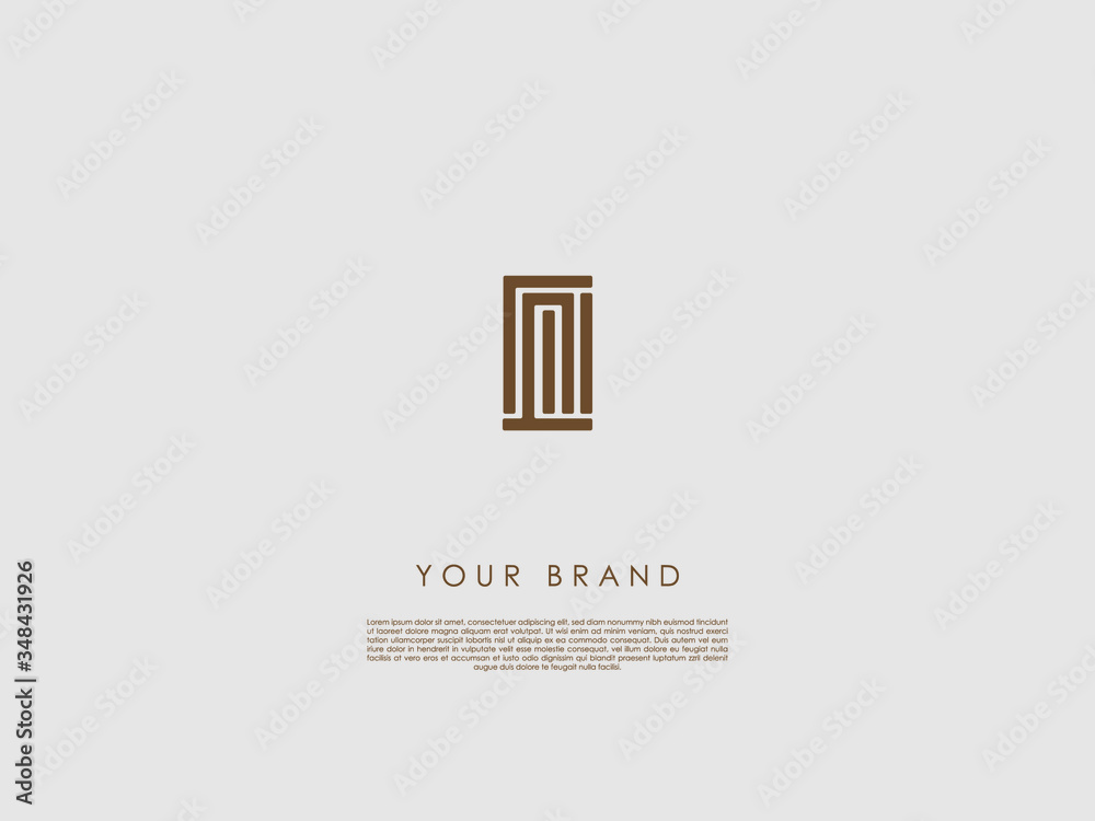 a brown rectangular business logo which consists of bold lines and looks like a labyrinth or a barcode