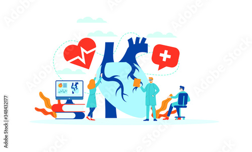 Heart disease medical vector illustration concept doctor working at laboratory vector template background isolated can be use for presentation web banner UI UX landing page