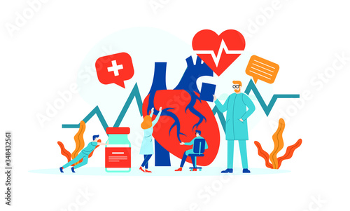 Heart disease examination medical vector illustration concept doctor working at laboratory vector template background isolated can be use for presentation web banner UI UX landing page