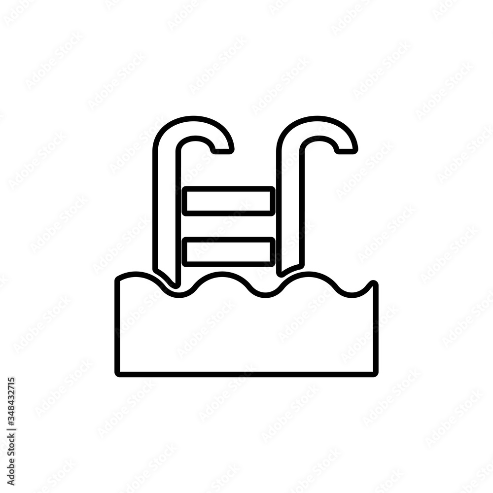 Pool icon. Swimming sign. Pool ladder, stairs. Pool icon. Swimming sign. Pool ladder, stairs.