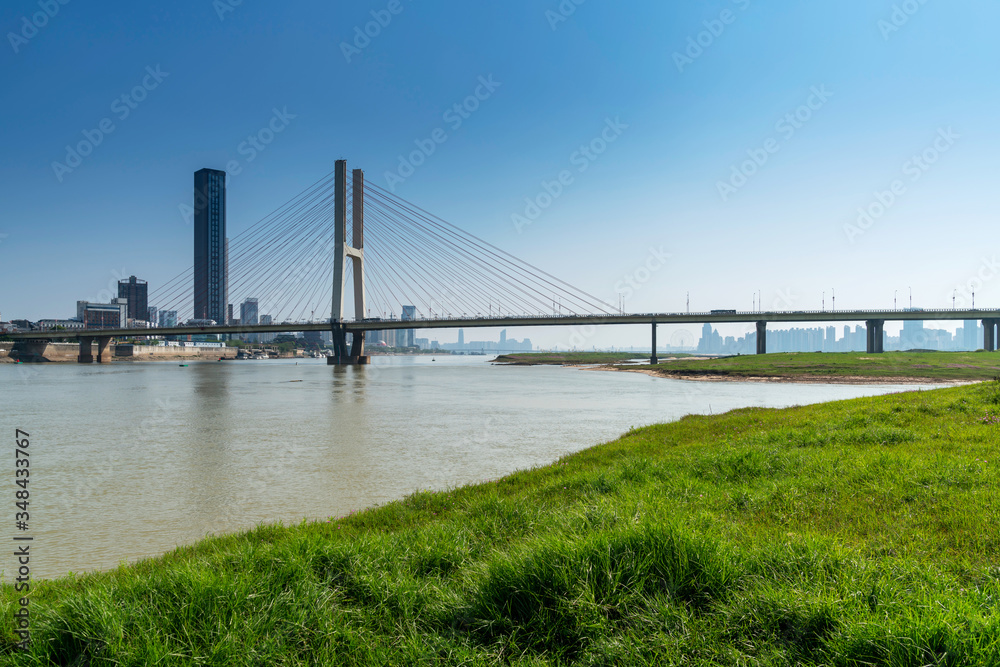 Fototapeta premium yangtze river cable stayed bridge