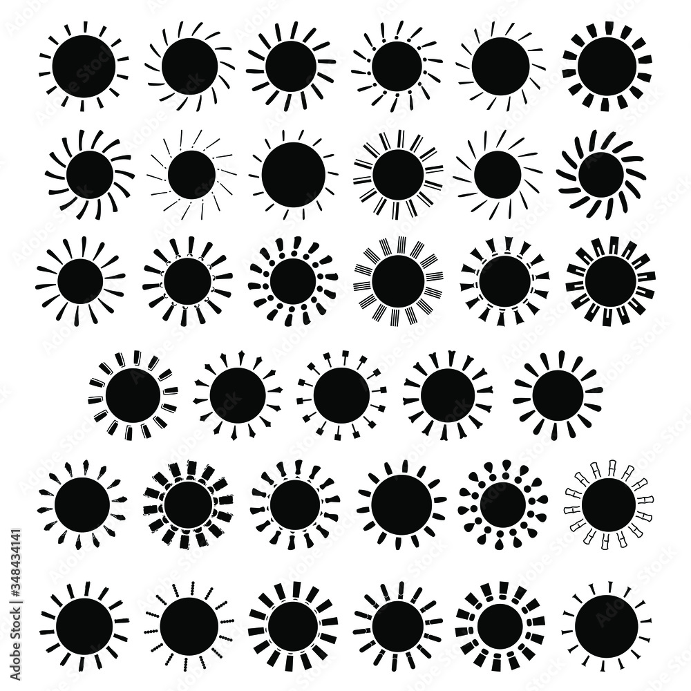 Set of sun icons. vector illustration Set of sun icons. vector illustration