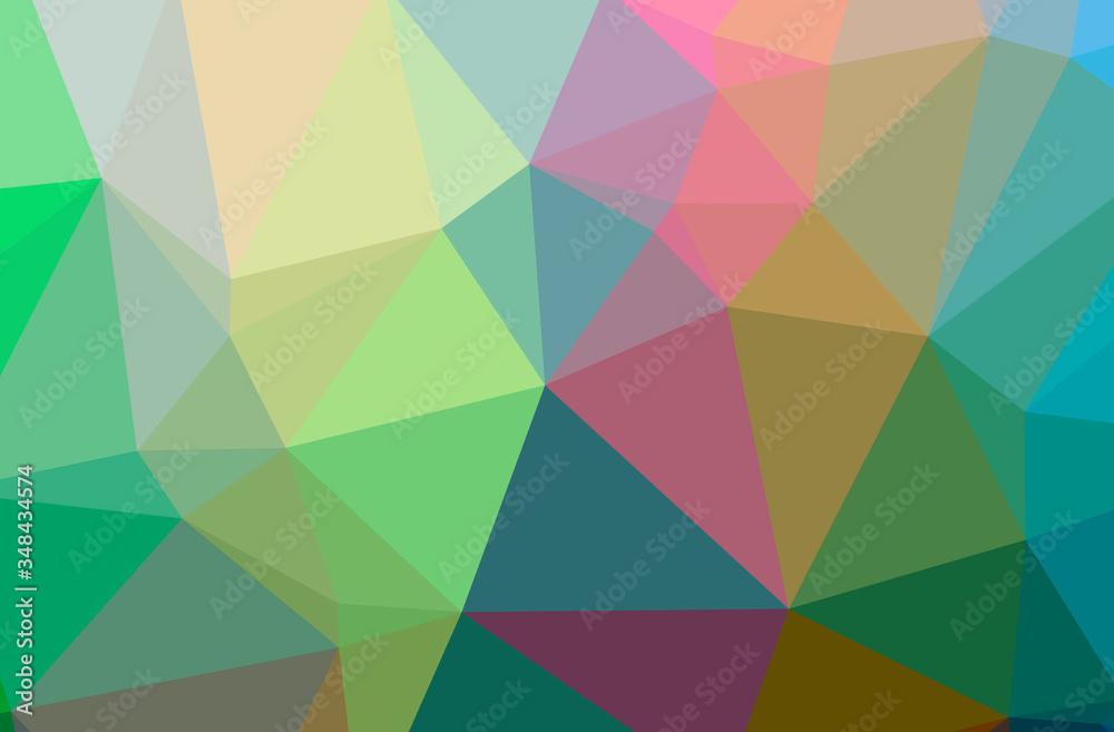 Illustration of abstract Green, Purple, Yellow horizontal low poly background. Beautiful polygon design pattern.