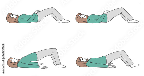 尿漏れ　骨盤底筋体操をする女性のイラスト素材