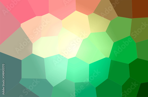 Abstract illustration of green, pink, red, yellow Giant Hexagon background