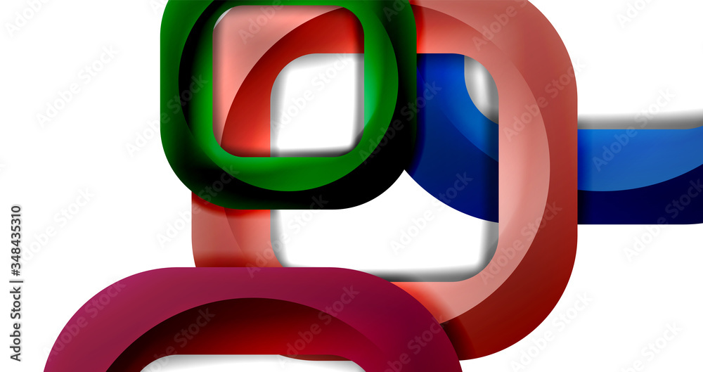 Square geometric vector abstract background, dynamic modern minimal template. Multicolored square shapes with round corners overlapping each other Square geometric vector abstract background, dynamic modern minimal template. Multicolored square shapes with round corners overlapping each other
