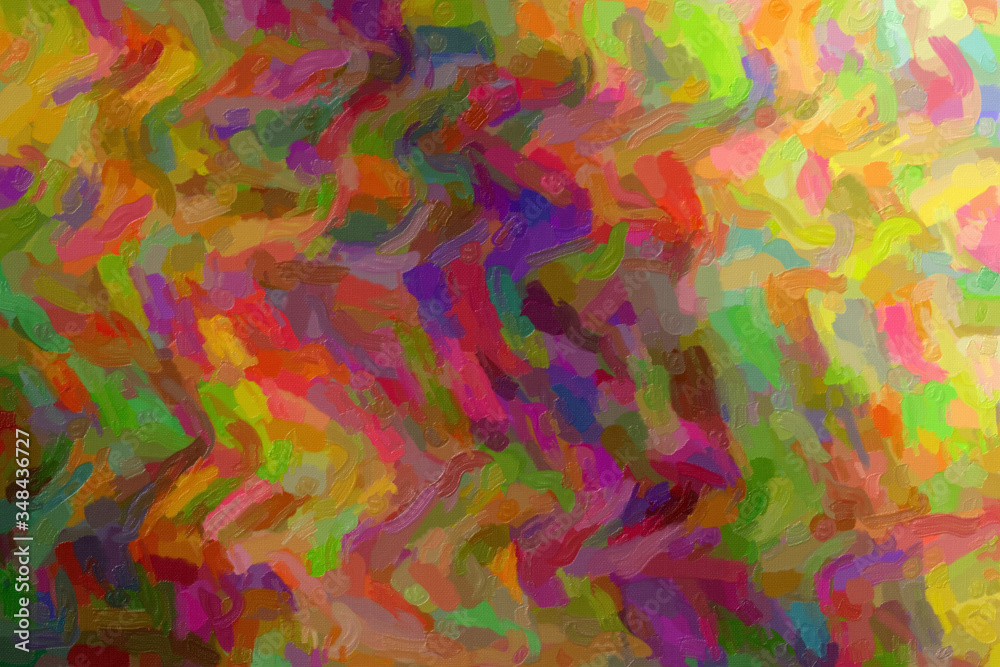 Pink, yellow and blue waves Impressionist Impasto abstract paint background.