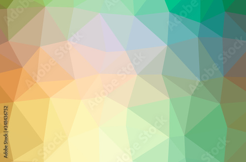 Illustration of abstract Green  Orange  Yellow horizontal low poly background. Beautiful polygon design pattern.