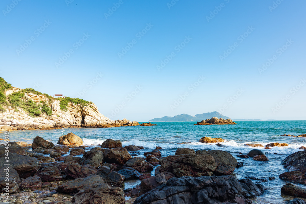 Coastal scenery along the way of the Dapeng Peninsula in Shenzhen, China