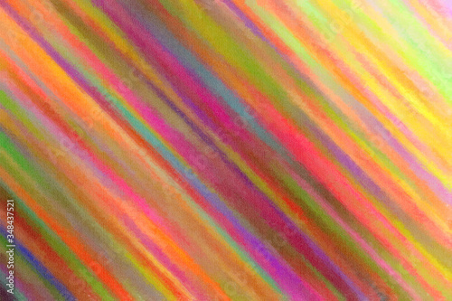 Pink, yellow and blue lines Wax Crayon abstract paint background.
