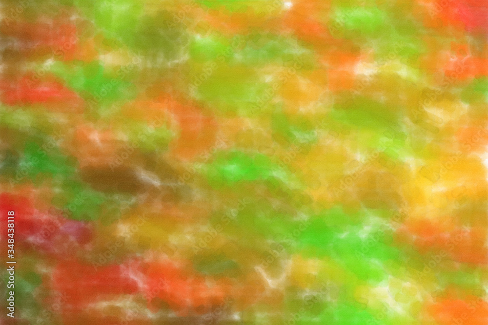 Yellow, pink and green waves Watercolor with low coverage abstract paint background.