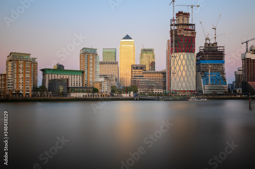 Long exposure, Canary Wharf with new development in London photo