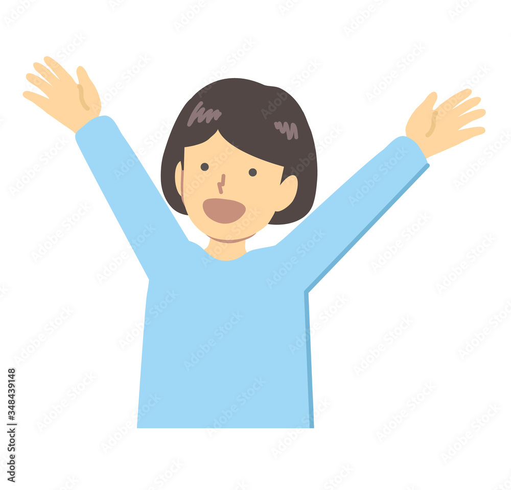 水色の服を着た/喜ぶ女の子
水色の服を着た/喜ぶ女の子