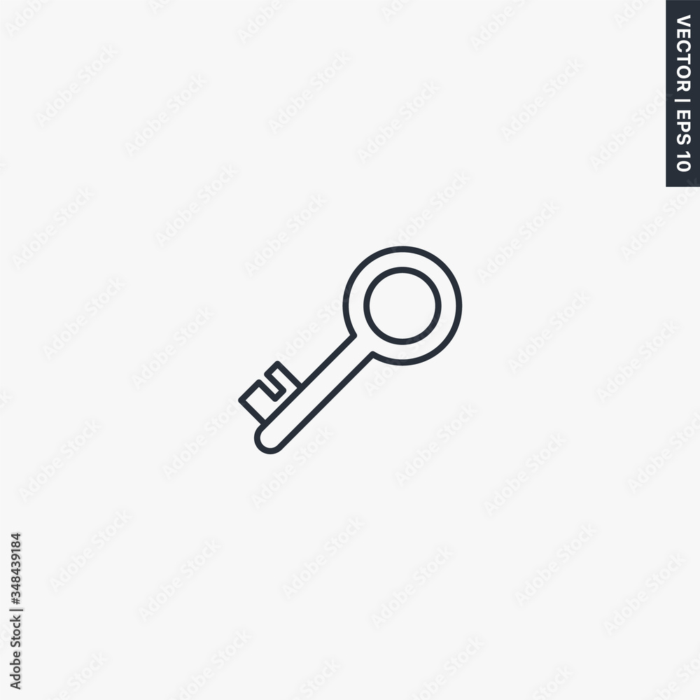 Key, linear style sign for mobile concept and web design