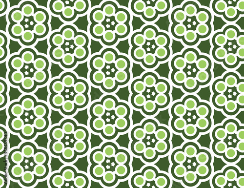 Seamless geometric pattern, texture or background vector in green, white colors.