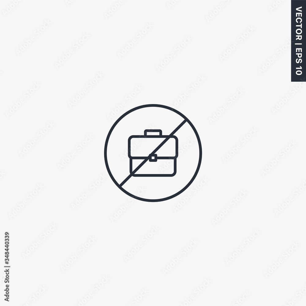 No luggage, linear style sign for mobile concept and web design No luggage, linear style sign for mobile concept and web design