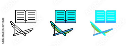 Beach chair and book icon set isolated on white background for web design ,travel concept