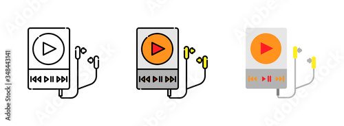 Music player mp3 icon set isolated on white background.