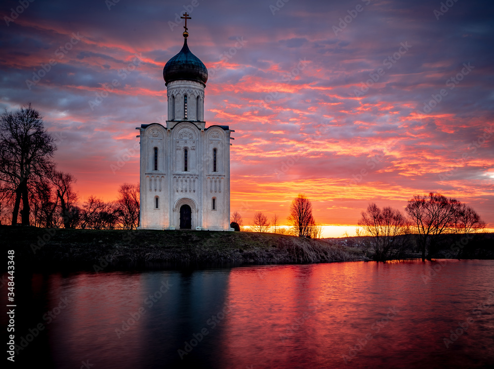 Church of the Intercession on the Nerl river at dawn  (Vladimir region, Russia)