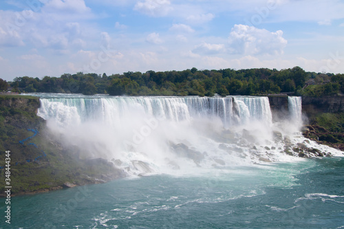 Stunning view of Niagara Falls with blue sky background in Ontario, Canada
