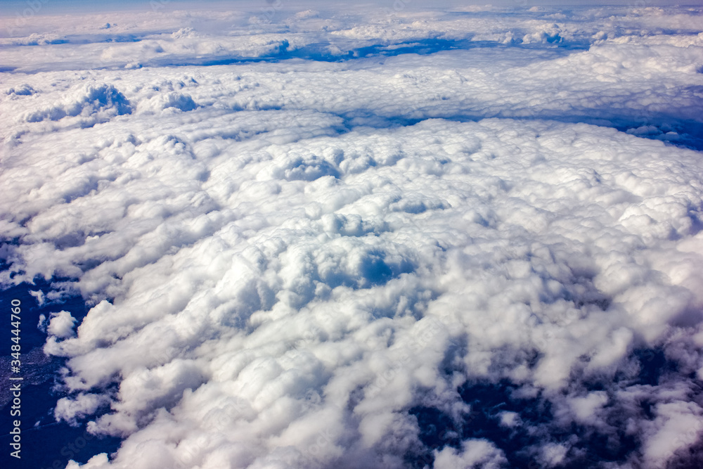 Clouds top view. flying above the clouds.