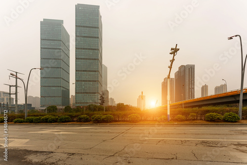 Photography The century avenue of street scene in shanghai Lujiazui,China.