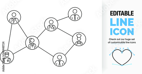 Editable line icon of people in society working together depicting the economy, part of a huge set of editable line icons! 