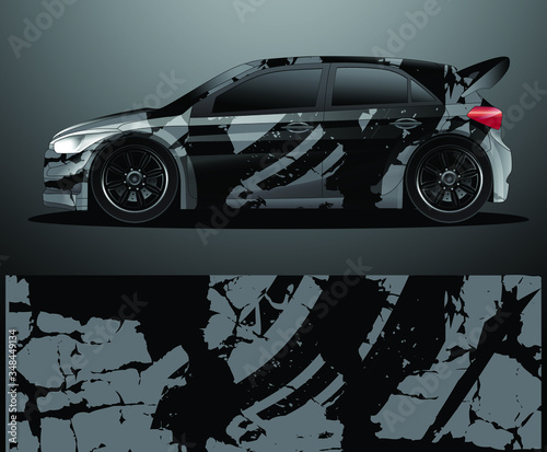 Rally car decal graphic wrap vector, abstract background