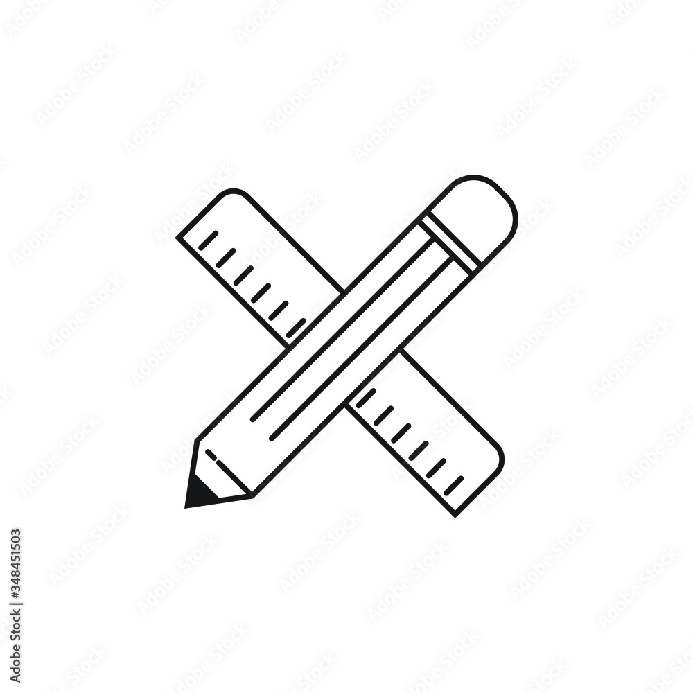 Pencil and ruler icon design isolated on white background