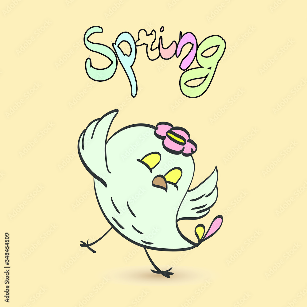 Cute Easter birds in love. Spring illustrations Cute Easter birds in love. Spring illustrations