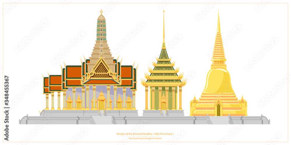 Temple of the Emerald Buddha or Wat Phra Kaew is a temple in the grand palace of Bangkok, Thailand.It consists of many detailed architecture such as golden pagoda, castle, temple etc.