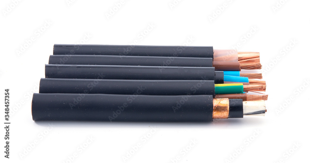 Obraz premium power cables electrical on white background.