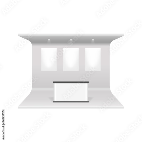 Realistic 3d Detailed White Blank Exhibition Stand Construction Template Mockup. Vector