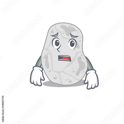 Cartoon design style of white planctomycetes having worried face