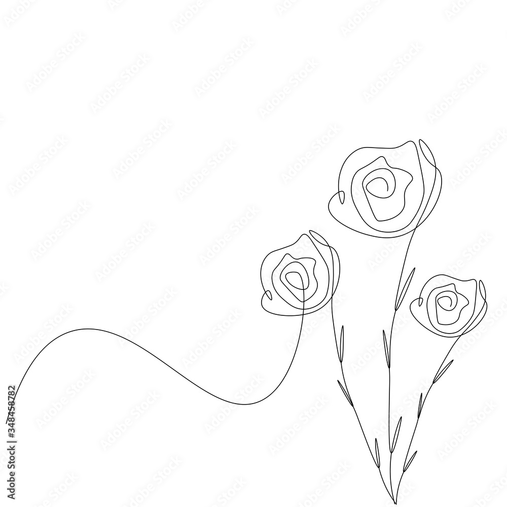 Fototapeta Roses flowers, valentines day background vector illustration