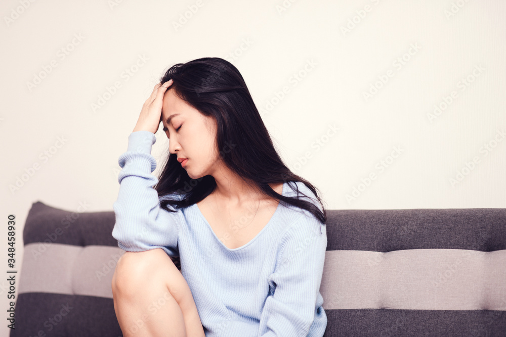 An asian woman getting anxiety and depression An asian woman getting anxiety and depression