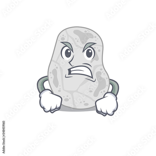 A cartoon picture of white planctomycetes showing an angry face