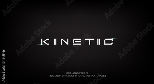 Kinetic, an Abstract technology science alphabet font. digital space typography vector illustration design