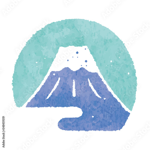 富士山　スタンプ　青色　