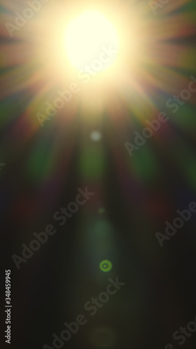 Abstract Natural Sun flare on the black